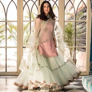 Pink and green sharara/suit/salwar